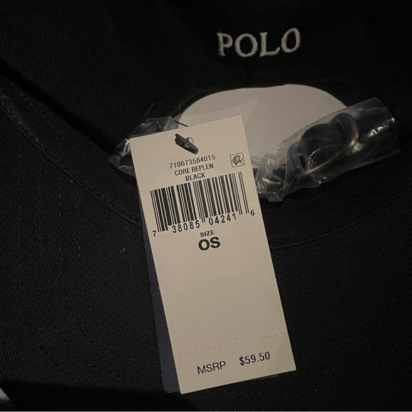 NWT Polo Ralph Lauren Big Pony Chino Ball Cap/Hat. Black/White. OS - Picture 11 of 12